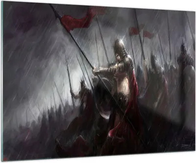 Produktbild von Bilder auf glas - ritter kampf feld - 100x70cm - Glasbilder - Wandbilder - Kunstdruck - zum Aufhängen bereit - Wanddekoration aus Glas - Glas Bilder - Wandbild auf Glas - Einteilig - GAA100x70-3602