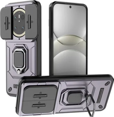 Produktbild von Hülle für Huawei Mate 70 Dual Layer Handyhülle Schiebe Kamera Schutz und Ringhalter Ständer Lila