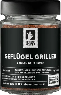 Produktbild von Geflügel Griller Gewürzmischung, gemahlen, ideal für Grill- und Brathähnchen, leckerer Rub für Geflügel, 80g im Glas