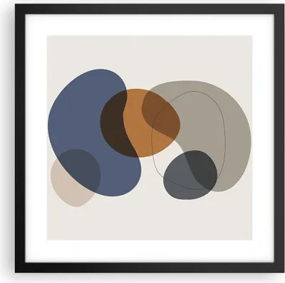 Produktbild von Gerahmtes Poster - Schwarzer Rahmen - Boho Flecken abstrakt - 40x40 cm - Wand Bild - Wanddeko - Wandbilder - Kunstposter - Wandposter - Bilderrahmen - Bilder - Kunstdruck - P2BAC40x40-4749