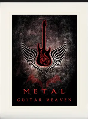 Produktbild von Gitarren Gerahmtes Bild Mit Edlem Passepartout | Wand-Bilder | Im Bilderrahmen - Guitar Heaven, Metal (80 x 60 cm)