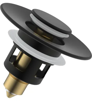 Productafbeelding van Afvoerstop (25–46 mm), afvoerrooster, afvoerset, afvoerstop, messing afvoerstop met veermechanisme, universele vervangingsstop voor badkamer en keuken, matzwart