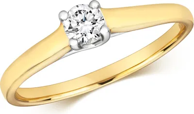 Produktbild von Funkelndes Feuer 9 Karat (375) Gold Solitär Verlobung Damen - Diamant Ring Brillant-Schliff 0.25 Karat H - I1, 50 (15.9); TRS320149KYRSK