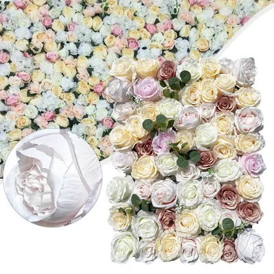 Image de 12 pièces mur de roses artificielles fleurs en soie mur de fleurs décor de scène fête mariage décoration