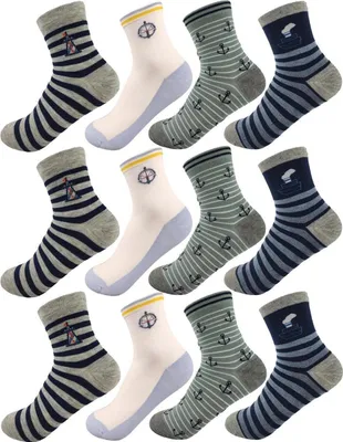 Produktbild von 12 Paar Kinder Socken Jungen & Mädchen mit Muster Baumwolle, 12 Paar, Mix10/27-30
