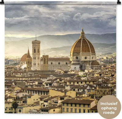 Produktbild von MuchoWow® Wandteppich Wandbehang Italien - Sonnenuntergang - Florenz 90x90 cm Tapisserie Dekoration Wandtuch - Wandaufhänger