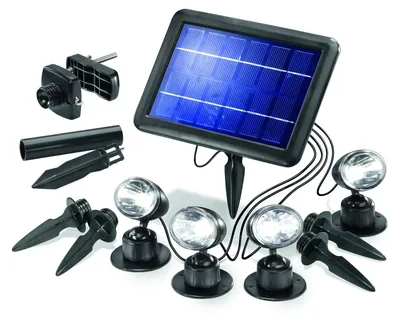 Productafbeelding van esotec Solarstrahler 4-delig set Quattro Power met zonnemodule, weerbestendig, IP65, artikelnummer 102142