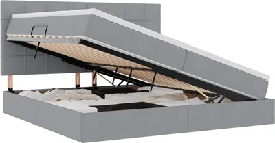 Obrázok produktu pre LED úložná posteľ s matracom Svetlosivá 200 x 200 cm Látka
