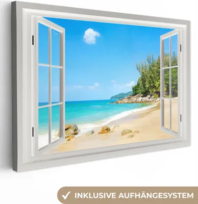 Obrázek produktu pro OneMillionCanvasses® - Obraz na plátně - Pohled - Voda - Pláž, nástěnná malba, nástěnné dekorace obrazy obývací pokoj, 120x80cm