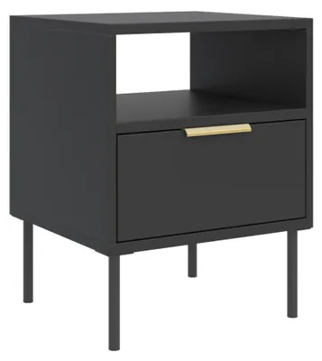 Immagine prodotto di Selsey Vena – Comodino con cassetto e vano aperto, nero, 45 cm