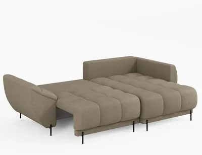 Produktbild von Ecksofa LEGRO Rechts Beige Bouclé-Stoff L-Form Couch mit Schlaffunktion & Bettkasten