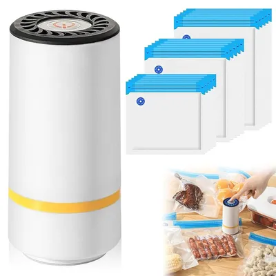 Immagine prodotto di Sigillatrice sottovuoto portatile - Ricaricabile via USB - 15 sacchetti sottovuoto - Nero