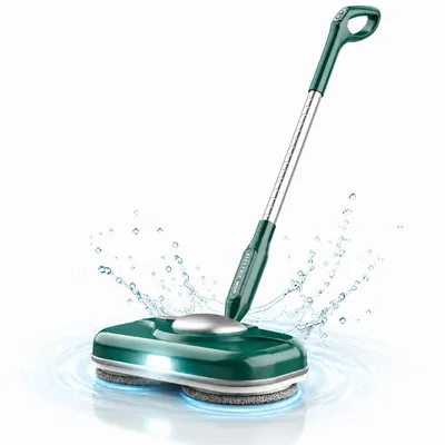 Produktbild von Kabelloser elektrischer Wischmopp für Bodenreinigung,Dual Spin mit LED-Scheinwerfer,Wasserspray,selbstfahrender Bodenreiniger, geeignet für alle Böden