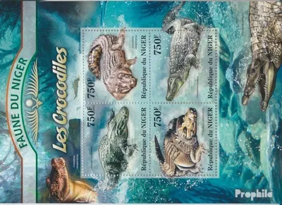 Produktbild von Briefmarken Niger 2013 Mi 2041-2044 Kleinbogen (kompl. Ausg.) postfrisch Krokodile (Crocodylus niloticus Crocodylus cataphractus)