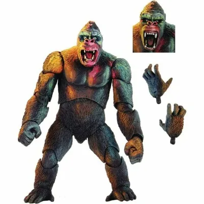 A toy action figure of King Kong is displayed against a white background.
