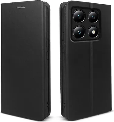 Produktbild von Handyhülle für Xiaomi 14T 5G Echtleder Flip Cover Hülle Case Kartenfach RFID Schutz Farbe: Schwarz