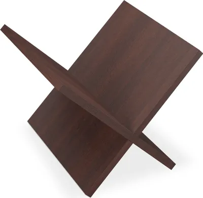 Image de Porte-journaux Relaxdays en bois de noyer, pour salon, en forme de X, porte-revues moderne, H x l x P : env. 25,5 x 32 x 29 cm, marron foncé