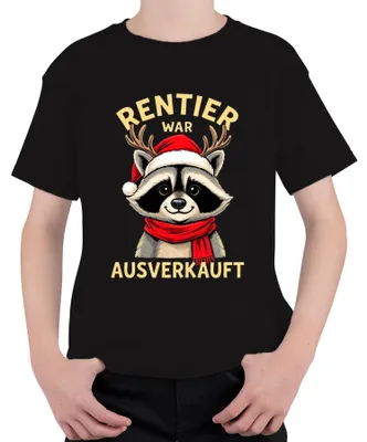 Zdjęcie produktu dla Reindeer Was Sold Out Raccoon Christmas Funny Gift Uni Kids T-Shirt, Czarny, 128