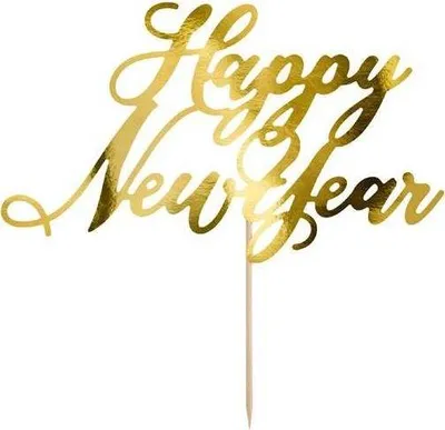 Obrázek produktu pro zapichovací dekorace na dort zlatá Happy New Year