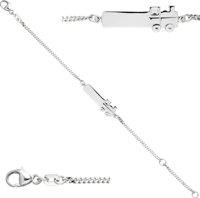 Produktbild von JOBO Schildband Lokomotive Dampflok 925 Sterling Silber 14 cm Gravur ID Armband