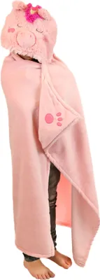 Produktbild von Noxxiez Kuscheldecke Einhorn Fleece Kapuze 130x100cm Kinderdecke
