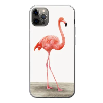 Produktbild von MuchoWow® Handyhülle Schutzhülle Hülle für iPhone 12 Pro Max Flamingo - Rosa - Vogel - Mädchen - Jungen - Kind Silikon Softcase Handy Hülle - Hartschale