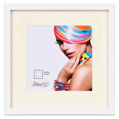 Produktbild von 3D Objektrahmen Holz Bilderrahmen quadratisch Wanddeko Collage Poster Fot Rahmen - Farbe: Weiß | Format: 30x30