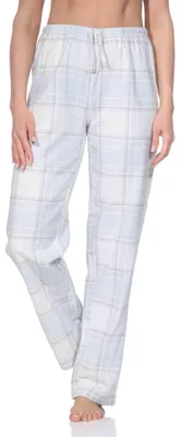 Produktbild von Normann Damen Flanell Schlafanzug Hose kariert – Schlafhose ideal zum relaxen ; hellblau , 48