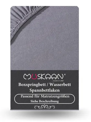 Produktbild von Premium Jersey Spannbettlaken 180x200 cm - 200x220 cm + 40 cm Boxspringbett mit Elasthan anthrazit