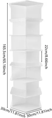 Obrázek produktu pro Stojan na boty, 7 úrovní, otočný o 360 stupňů, bílý PVC, elegantní design