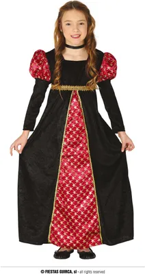 Produktbild von Mittelalterliche Königin Burgfrau Kleid, Größe: 5 - 6 Jahre Farbe: Schwarz