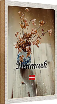 Produktbild von Holzschild Reise 20x30cm Dänemark verwelkte Blumen in Vase