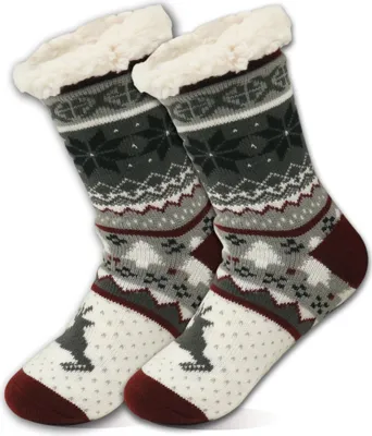Produktbild von MEGAGROUP 3 Paar Kuschelsocken Damen Hüttenschuhe Wintersocken Anti-Rutsch-Klebepunkte 36-41 braun
