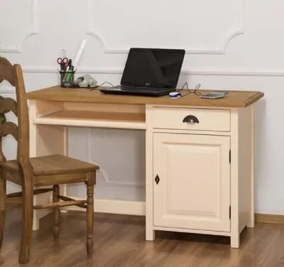 Produktbild von Casa Padrino Landhausstil Schreibtisch Creme / Braun 130 x 60 x H. 78 cm - Massivholz Sekretär im Landhausstil - Büro Möbel - Massivholz Möbel - Landhausstil Möbel