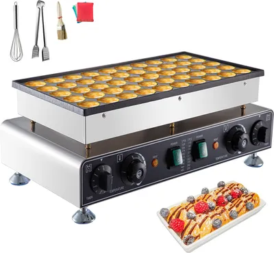 Zdjęcie produktu dla VBENLEM Gofrownica NP-543 50 Gofrownica 1,7 KW Gofrownica Naleśnikarka 533 x 304 x 203 mm Gofrownica pojedyncza φ 45 x 10 mm Urządzenia kuchenne ze stali nierdzewnej Mini naleśnikarka
