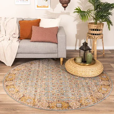 Zdjęcie produktu dla Volero - Dywan okrągły Vintage - Thirza Oriental Jasnoniebieski/Wielokolorowy - Ø 160 cm