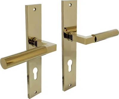 Produktbild von Langschildschildgarnitur Baustil Aluminium F3 Messing PZ 72 mm DINlinks / rechts