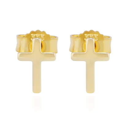 Produktbild von NKlaus Paar Kreuz Ohrstecker 333 Gelb Gold 8 Karat 7x5mm Kruzfix Ohrringe klein 11908