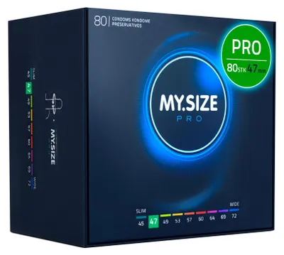Produktbild von MY.SIZE PRO ELITE Kondome, Größe 1, 47 mm, schlanke Passform, 80 Stück – Extra reines Vytex-Latex, leicht zu öffnen
