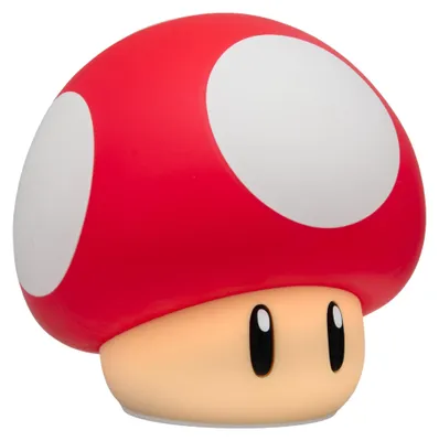 Imagen del producto de Super Mario, lámpara de silicona SquishyGlo, diseño de seta, recargable, 15 cm