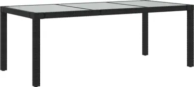 Produktbild von vidaXL Gartentisch Schwarz 190x90x75 cm Gehärtetes Glas Poly Rattan