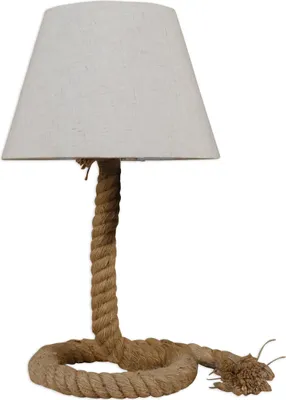 Produktbild von Näve Leuchten Tischleuchte "ROPE" inkl. Textilschirm H: 40cm Tischleuchte "ROPE" inkl. Textilschirm H: 40cm Tischleuchten - Tischleuchte mit Textilschirm "ROPE", Tischlampe im Landhaus Stil, aus Metall und Textilmaterial in weiß, 40 cm hoch, Ø 24 cm, E27-Fassung – Schnurschalter