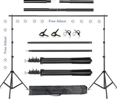 Obrázek produktu pro Stojan na fotografické pozadí, nastavitelná výška 2,6 m, maximální zatížení 4 kg, nový flexibilní, 2,6x3M