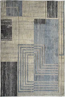 Produktbild von Teppich extra weich mit Prozessormuster, 120x170, creme und blau