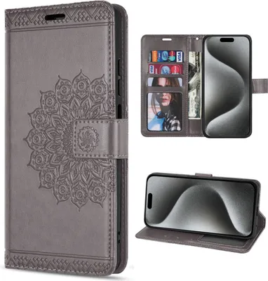 Produktbild von Hülle für iPhone 15 / 15 Pro / 15 Plus / 15 Pro Max Handyhülle Handy Tasche Etui iPhone 15 Pro Max Grau