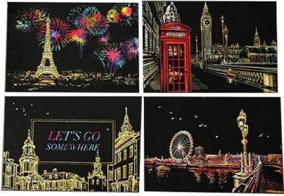 Image de Cartes à gratter magiques Villes européennes (4 pièces) 20x15 cm