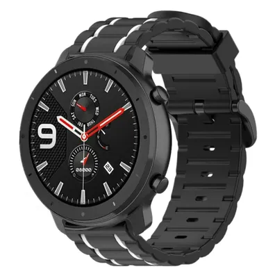 Produktbild von Strap-it Xiaomi Amazfit GTR Sport Schnallenarmband (Schwarz/Weiß)