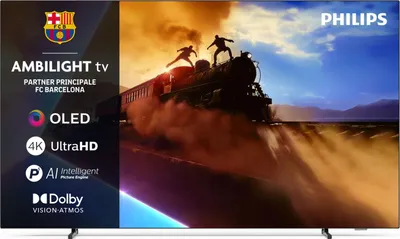 Produktbild von Philips 55OLED770/12, 55" UHD 4K OLED 120Hz Ultra-niedrige Latenz, 3840x2160, DVB-T/T2/C/S/S2, Ambilight 3, HDR10+, Titan OS, Dolby Vision, Atmos, DTS:X, P5 Perfect Picture /Al, BT 5.2, 4*HDMI, VRR, 2* USB, 802.11ac, 20W RMS