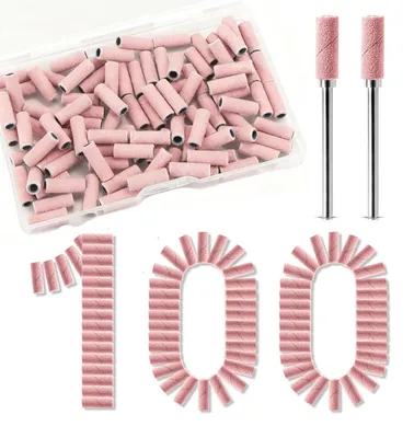 Produktbild von Schleifhülsen für Nagelfräser, 100 Stück, 240 Grit, inkl. Aufbewahrungsbox und 2 Mandrels 3,1mm