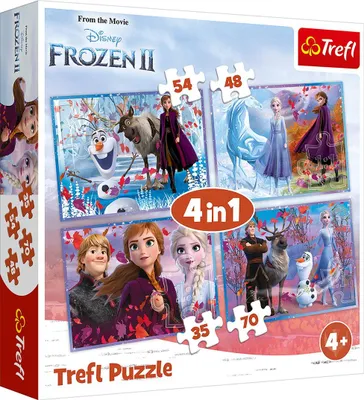 Zdjęcie produktu dla Zestaw puzzli 4 w 1 „Kraina Lodu II” dla dzieci, zabawny i angażujący